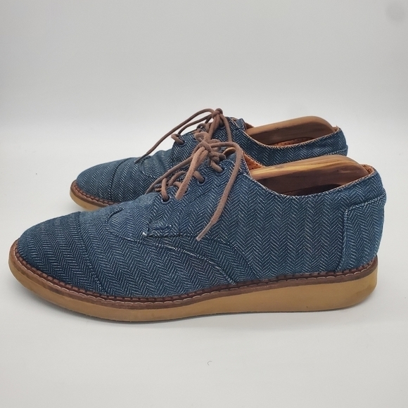 Toms Denim Wingtip Oxfords Men’s Size 8.5M Shoes - Picture 1 of 15